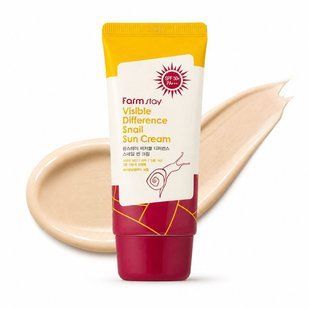 Сонцезахисний крем з муцином равлика  Farmstay Visible Difference Snail Sun Cream SPF 50+ PA+++ ,70 мл FS002 фото