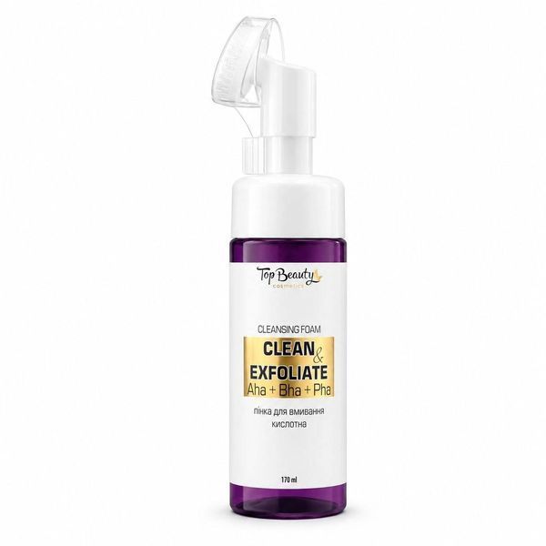 Пінка для вмивання з кислотами AHA, BHA, PHA Top Beauty Cleansing Foam Clean Exfoliate ,170 мл TB013 фото